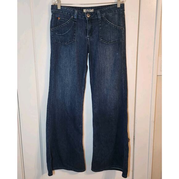 Hudson Jeans Women Sz 31 Dark Wash Made Is USA, Soft Denim, Wide Leg - Picture 1 of 10